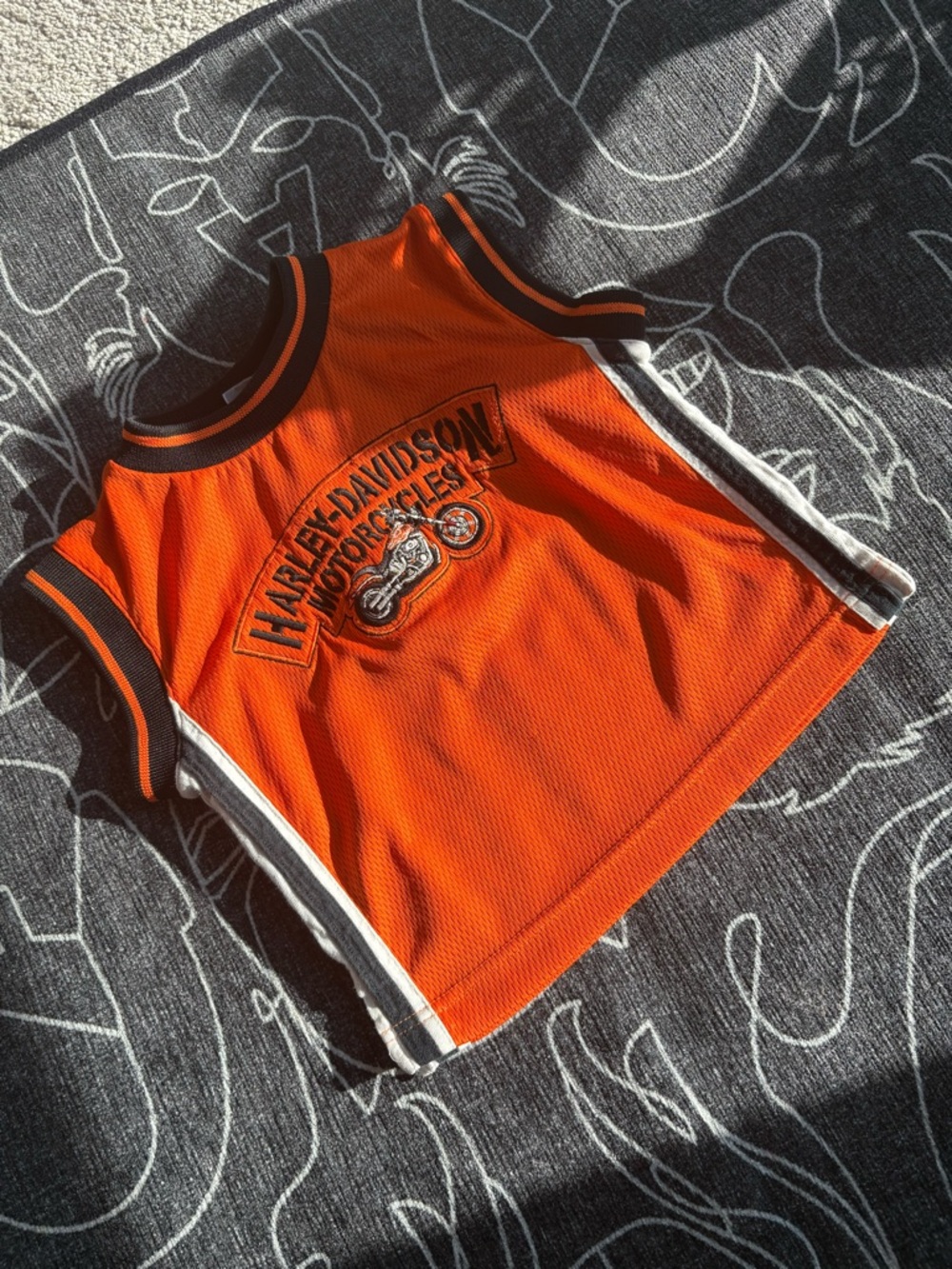 Vintage Harley-Davidson Kids Orange Sleeveless Motorcycle Tank Top